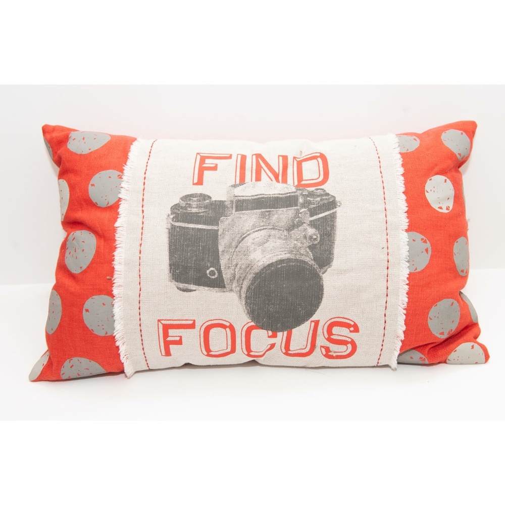 Orange/Gray Find Focus camera pillow